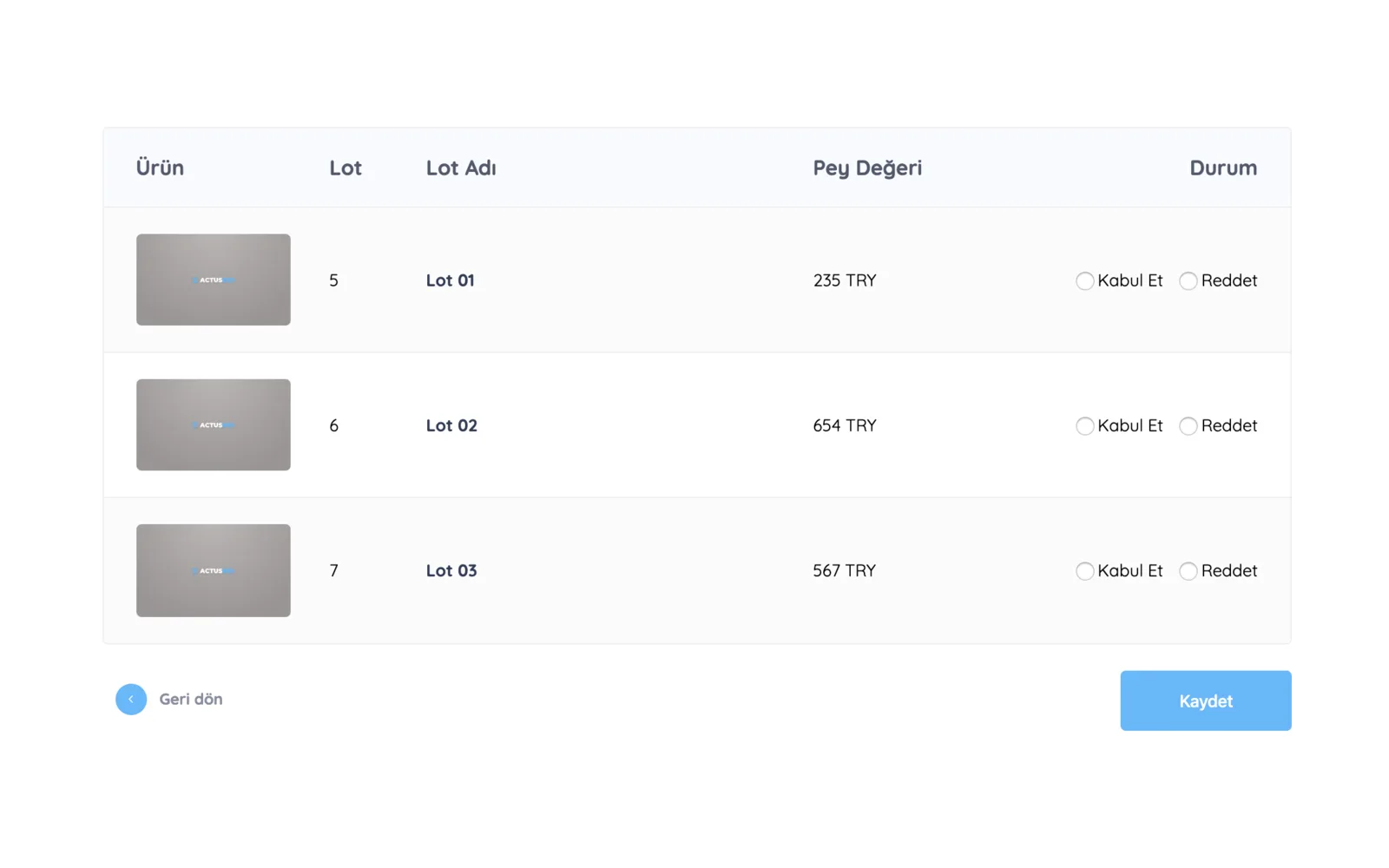 ActusBid screen 3