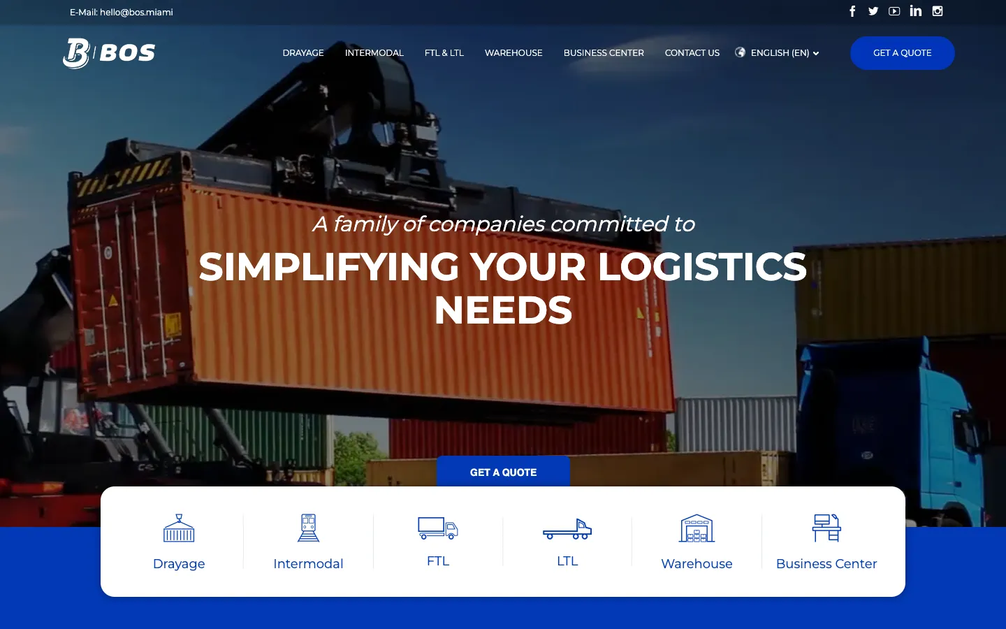 BOS Global Logistics: A Bilingual Freight and Quote Request Site