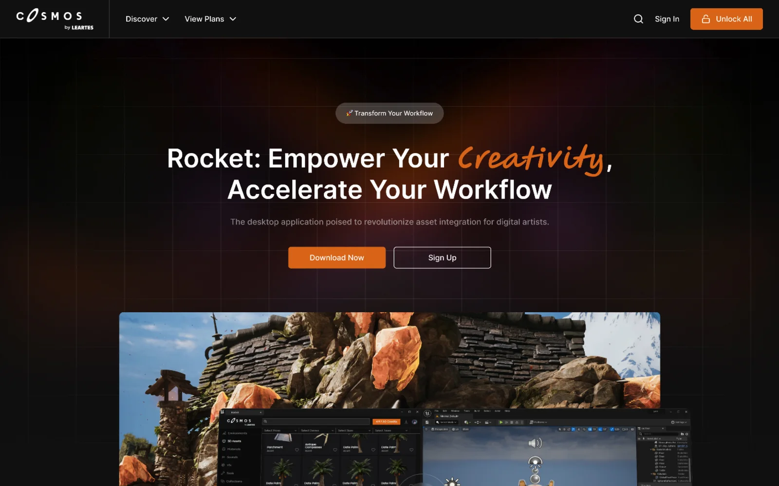 Cosmos by Leartes: UI/UX for a Game Asset Marketplace and the Rocket App Site