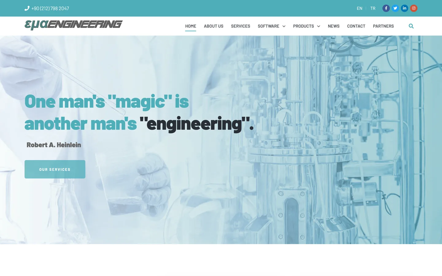 EMA Mühendislik: A Product Website for a Process Equipment Supplier