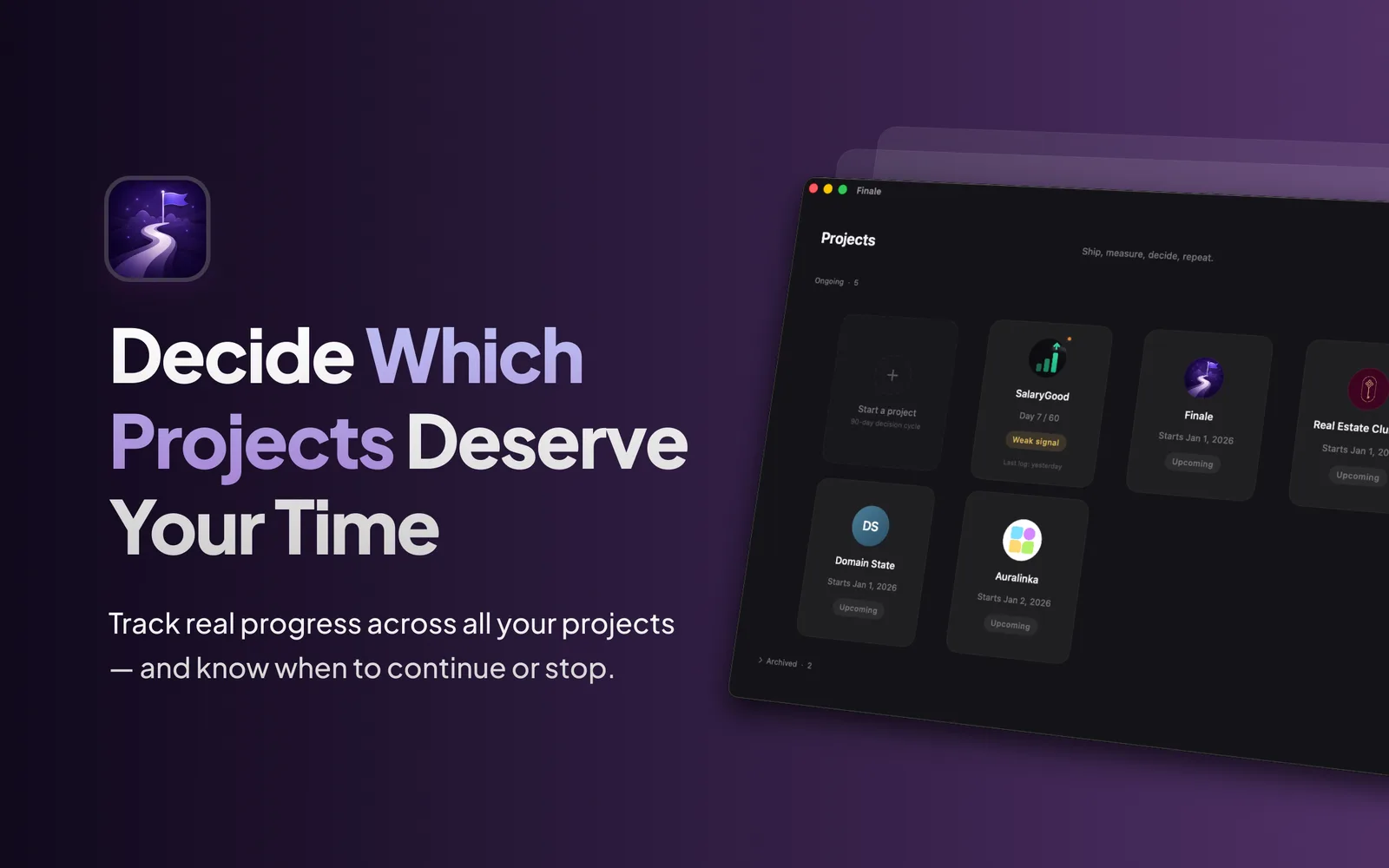 Finale: A Mac App for Deciding Which Projects to Continue