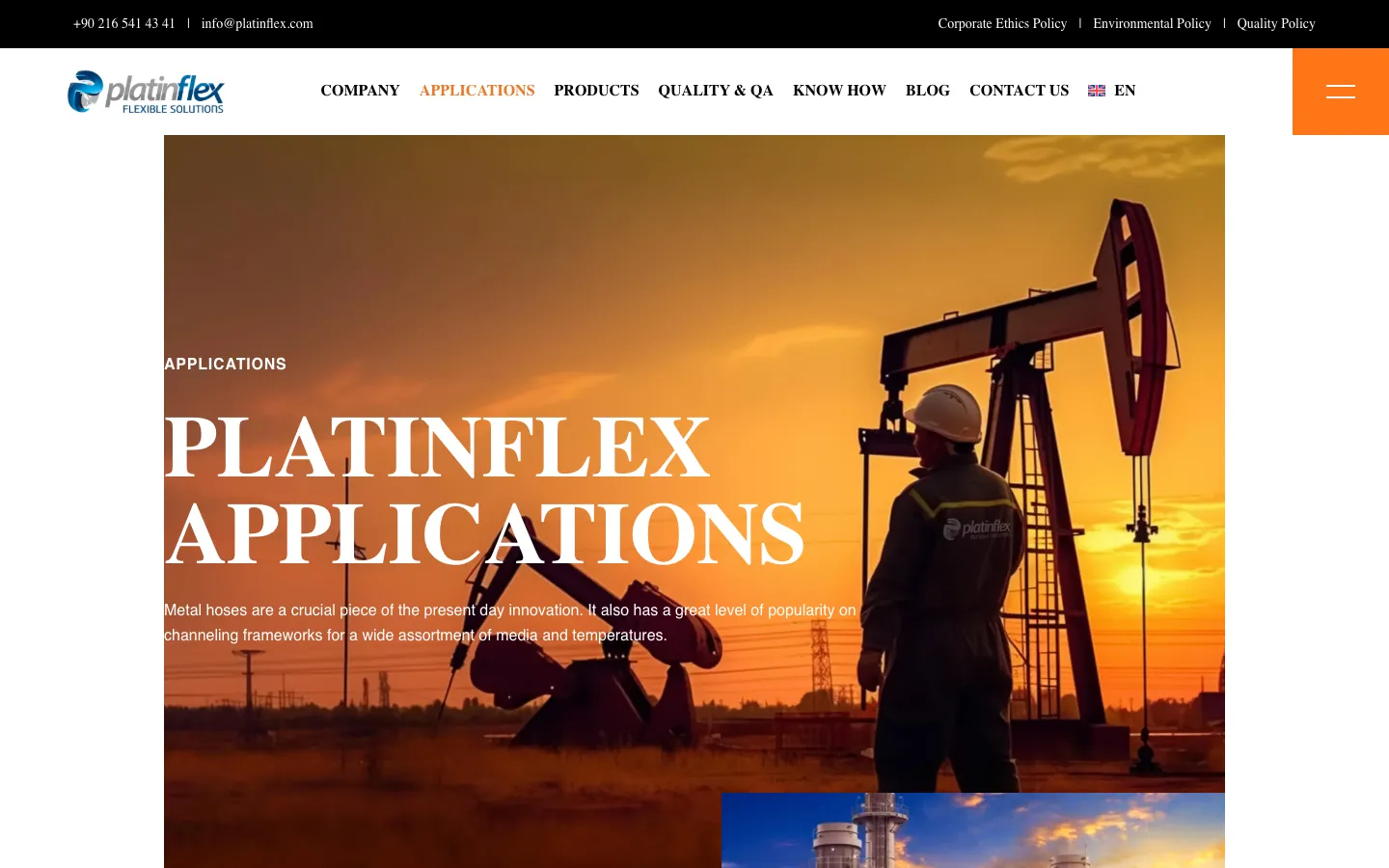 Platinflex: A Product and Applications Site for a Metal Hose Maker