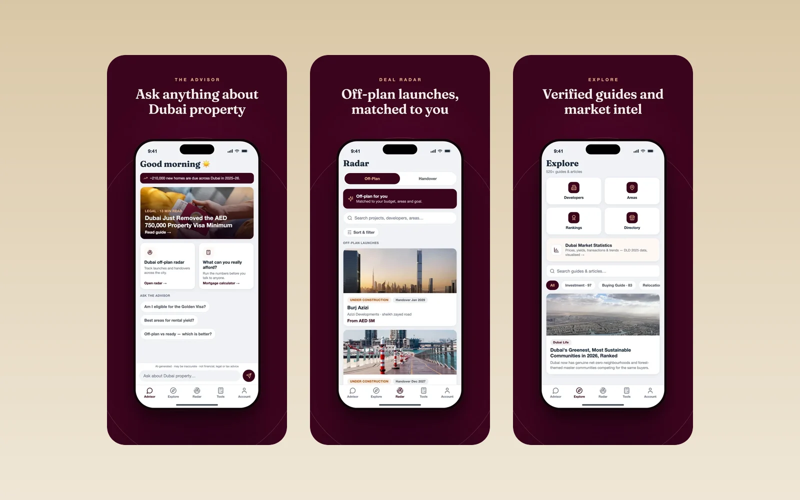Real Estate Club Dubai: a Dubai property advisor and off-plan radar (mobile app)