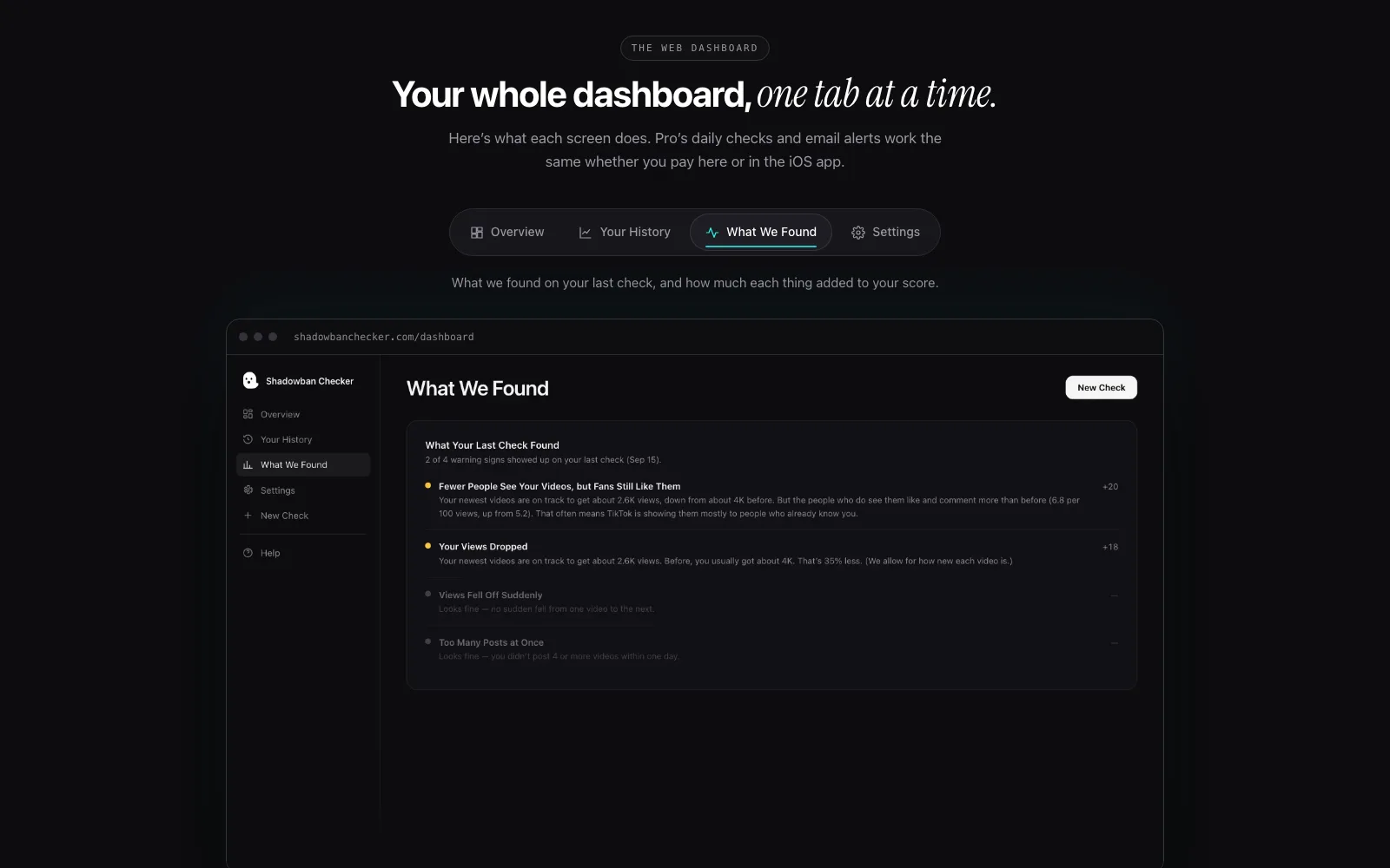 Shadowban Checker screen 1
