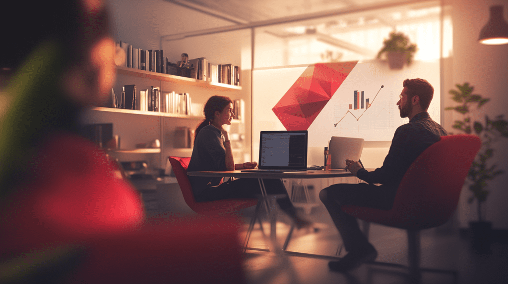 mainreactll A cozy office corner with a professional seated c 9d0f8333 5ebe 481b a508 25bd54d542e2 1